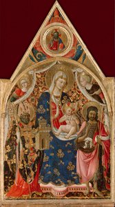 Madonna e Criança, com um Bispo, São João Batista e Anjos, início do século 15. de Antonio da Firenze