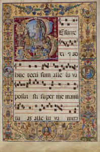 O Gradual. R inicial: A Ressurreição, c.1500 (tempera, folha de ouro e tinta sobre pergaminho) de Antonio da Monza