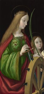 "Santa Catarina de Alexandria" (falecida ca. 307) Pintura de Antonio Solario (activa ca. 1502-1518), óleo sobre madeira, 84 x 40 cm de Antonio da Solario