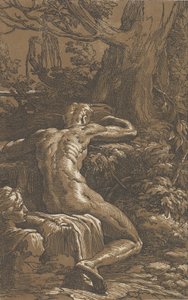 Homem sentado visto por trás de Narciso, ca. 1527-30. de Antonio da Trento