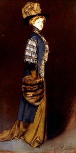 Uma senhora elegante com um regalo de pele de Antonio de la Gandara