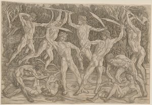 Batalha dos Nus, 1470s-80s. de Antonio Pollaiuolo