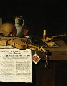 Vanitas ainda vida homenagem ao almirante Marten Herpertszwoon Tromp, 1655