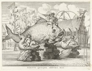 Espectáculo com Tritão sobre um peixe gigante; entrada de Fernando em Gand em 1635
Pontvs Qvoqve servet illi (título sobre o objecto) de Antony van der Does