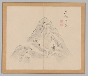 Álbum Duplo de Estudos da Paisagem após Ikeno Taiga, Volume 1, folha 24, século XVIII. de Aoki Shukuya