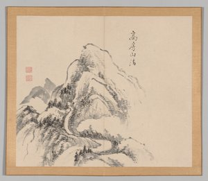 Álbum Duplo de Estudos da Paisagem após Ikeno Taiga, Volume 1, folha 34, século XVIII. de Aoki Shukuya