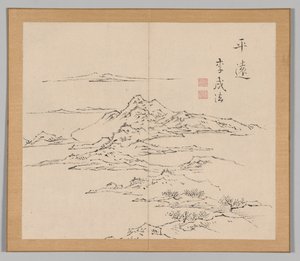 Álbum Duplo de Estudos da Paisagem após Ikeno Taiga, Volume 2, folha 8, século XVIII. de Aoki Shukuya