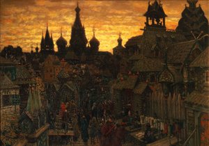 Moskow antigo. Rua em Kitay-gorod no século 17, 1900 de Apollinari Mikhailovich Vasnetsov