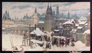 Moscou au 17e siecle, le pont de tous les Saints (Moscou no século XVII, a Ponte de Todos os Santos) - Peinture de Appolinari Mikhaylovich Vasnetsov (1856-1933), huile sur toile de Apollinari Mikhailovich Vasnetsov