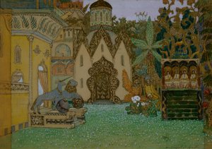 Cenografia da ópera A lenda da cidade invisível de Kitezh e a donzela Fevronia de N. Rimsky-Korsakov, 1907 de Apollinari Mikhailovich Vasnetsov