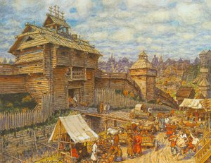 Cidade de madeira de Moscou no século XIV
