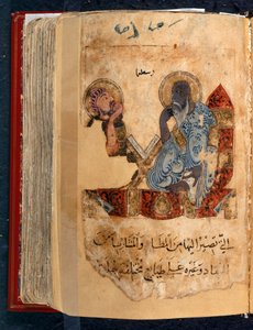 Ou 2784 fol.96 Aristóteles (384-322 aC) e Alexandre, o Grande (356-323 aC) de "Animais e seus usos" de Ibn Bakhtishu (velino) de Arabic School