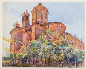 Igreja de São Nicolau (aguarela sobre papel) de Arcangelo Salvarani