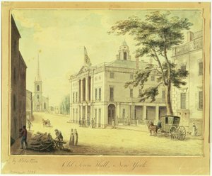 A antiga Câmara Municipal (Federal Hall) Nova York, 1798 (grafite, caneta e tinta sobre papel)