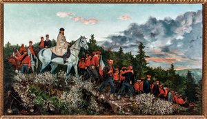 A Batalha de Mentana travada em 3 de novembro de 1867 (óleo sobre tela de Archimede Tranzi
