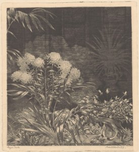 Interior com flores em vasos e plantas em vasos de Arend Hendriks (signed by artist)