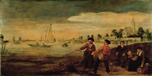 Pescadores no Banco do Amstel perto do Pauwentuin, Amsterdão