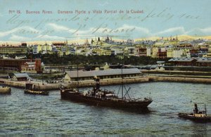 Doca Norte e vista parcial da cidade, Buenos Aires, Argentina (foto colorida)