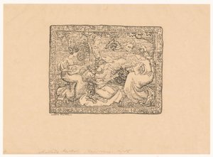 Tapeçaria com quatro mulheres que fazem música em uma paisagem Concert champêtre (título original) de Aristide Maillol