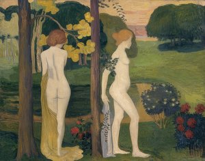 Dois nus femininos em uma paisagem (Deux nus dans un paysage). Por volta de 1895-1900
