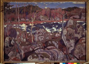 Primavera na Finlândia. Pintura de Arkadi (Arkady) Alexandrovich Rylov (1870-1939), óleo sobre tela