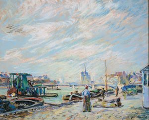 Vista do Quai Sully, agora chamado Quai Henri IV, com Notre Dame ao fundo