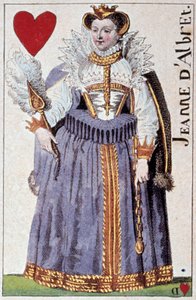 Representação da Rainha Joana de Albret (Joana III de Navarra) (1528-1572) mãe de Henrique IV (1553-1610). Pormenor de uma carta de jogo feita por Gustave Houbigant (1789-1862) Paris B.N. do século XIX.