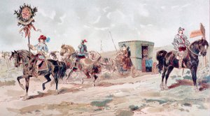 Um treinador de cavalo coberto do século XVII, 1886 de Armand Jean Heins