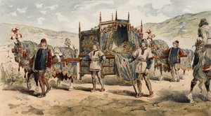 Ninhada de um chatelaine, época dos duques da Borgonha, do século XV de Armand Jean Heins