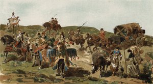 Vagão e escolta, época dos duques da Borgonha, século XV de Armand Jean Heins