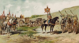 Biga de guerra e sopradores lituus, época das cruzadas, século XI de Armand Jean Heins