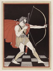 Odisseu a desenhar o seu arco (cor litho)