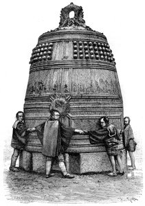 Um sino do bairro Shiba, Tóquio, Japão, 1895.