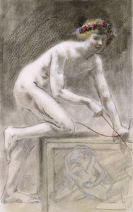 Eros (carvão no papel) de Armand Rassenfosse