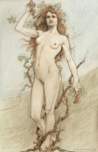 Nua feminina com uvas