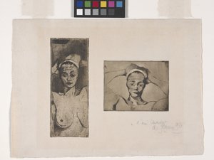 Nue Avec Les Mains Derrierre La Tête, Verticale (Nu Com as Mãos Atrás da Cabeça, Vertical) (Imagem Esquerda); Nue Avec Les Mains Derrieres La Tête, Horizontale (Nu Com as Mãos Atrás da Cabeça, Horizontal) (Imagem Direita) (gravura e aquatint)
