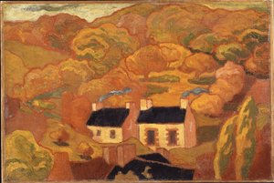 Dois Cottages de colmo c.1893-94 (óleo sobre tela)