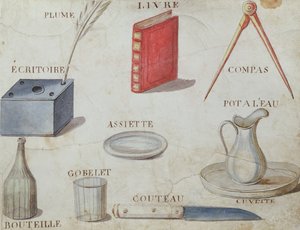 Ilustrações de "Um Livro do Alfabeto Francês de 1814", pub. de Charles Plante Fine Arts, 1814