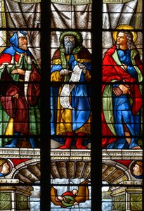 Jacob, Jonas e Saint Mark - Vidro manchado na capela de Santa Ana, Arnaud de Moles (1470-1520) concluído em 1513 - Cathedrale Sainte Marie d