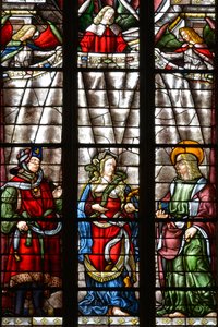 O profeta Daniel, Sibylle Cimmerienne e São Mateus Evangelista - Vidro manchado da capela Saint Louis, Arnaud de Moles (1470-1520) concluído em 1513 - Cathedrale Sainte Marie d