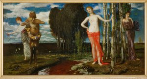 Fruehlingserwachen - O despertar da primavera ... (pintura sobre tela) de Arnold Böcklin
