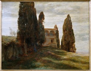 Italienische Villa im Fruehling - Villa italiana na primavera ... (pintura sobre tela) de Arnold Böcklin