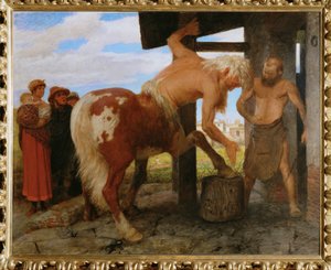 Kentaur in der Dorfschmiede - Centauro na ferraria da aldeia ... de Arnold Böcklin
