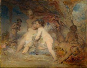 Putti e um jovem Eros em um vale da floresta de Arnold Böcklin