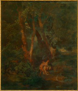 Borda da floresta com fauno e ninfa (ou fauno, um lutando de Arnold Böcklin