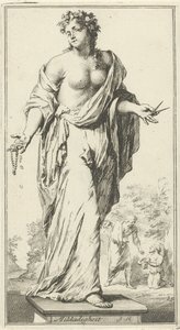 Personificação da caridade Generosidade (título no objeto) Quarenta e uma peças, várias estátuas de Sinne (título da série) de Arnold Houbraken