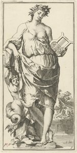 Personificação da arte de cantar Cantando Konst (título no objeto) Quarenta e uma peças, várias estátuas de Sinne (título da série) de Arnold Houbraken