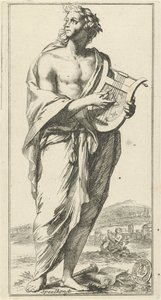 Personificação da música Reproduzir arte (título no objeto) Quarenta e uma peças, várias estátuas de Sinne (título da série) de Arnold Houbraken