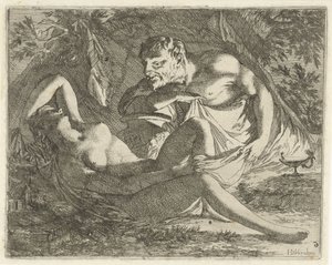 Ninfa adormecida observada por um sátiro Teatro de imagens sinne aberto ao serviço de pintores, porta-imagens, etc. (título da série)
