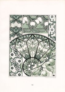 Motivos de frutos em tons de verde (litografia)